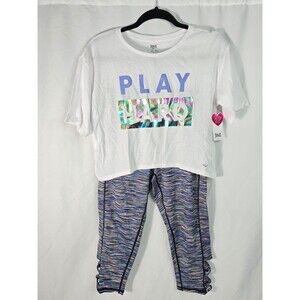 Everlast Girls Activewear Set Size M (10.5-12.5) Crop Top & Leggings 2pc NWT